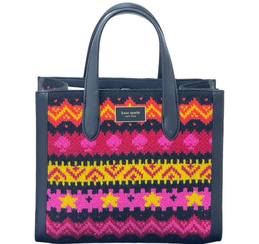 Kate Spade Manhattan Carnival Fair Isle Small Tote-Pink/ Multi