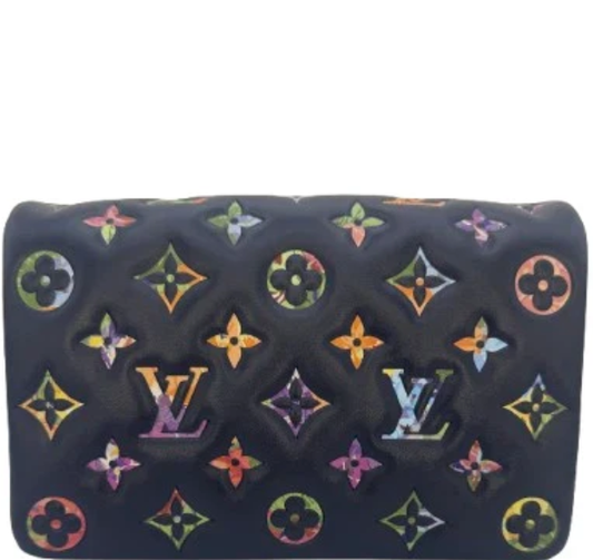 Louis Vuitton Multicolor Monogram Leather Wallet Navy Blue LV Logo