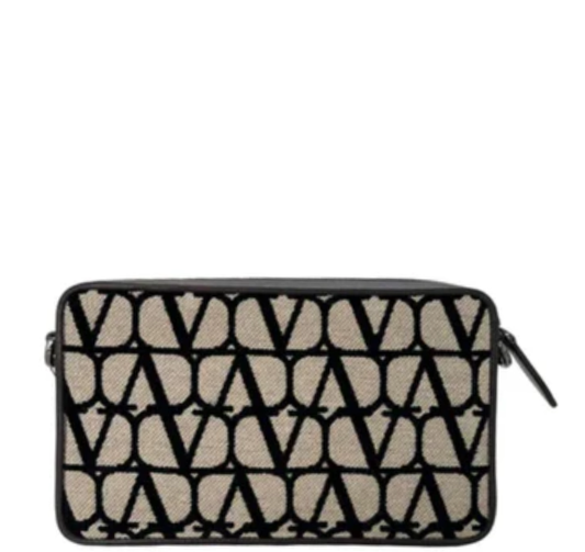 Valentino Garavani Toile Iconographe Shoulder Bag-Beige/ Black/ Brown - BRAND NEW W/O TAGS