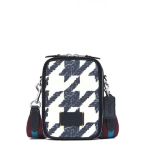 Coach Stanton Houndstooth Print Crossbody - Cream black