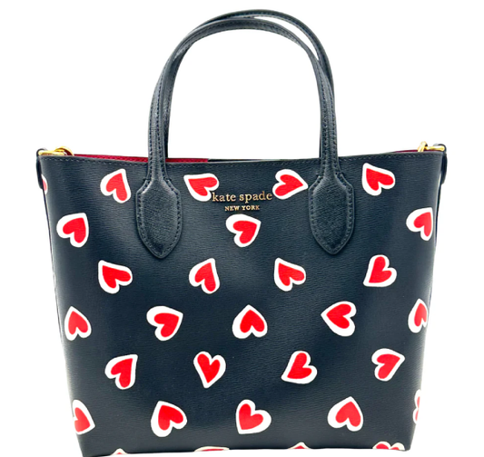 Kate Spade Bleecker Stencil Hearts Medium Crossbody Tote - Black/Red