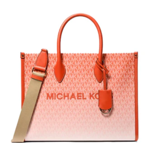 Michael Kors Mirella Signature Crossbody Shopper Tote Bag Handbag- Red Clay