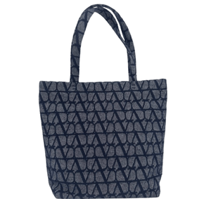 Valentino Garavani VLogo Denim Tote Bag Blue Large Designer Shoulder Bag - www.unoo.com