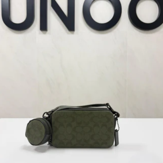 Coach Slim Crossbody Bag In Signature Canvas Jacquard- Army Green
