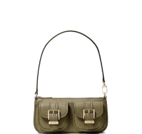 Michael Kors Zoe Small Leather Convertible Shoulder Bag- Safari Green