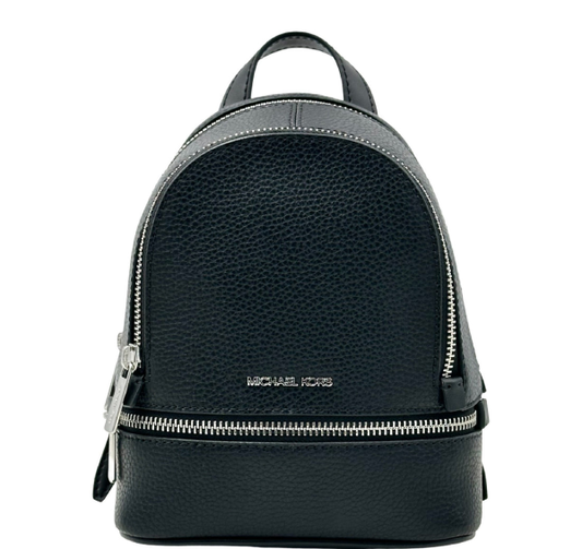 Michael Kors Rhea Extra-Small Pebbled Leather Backpack- Black