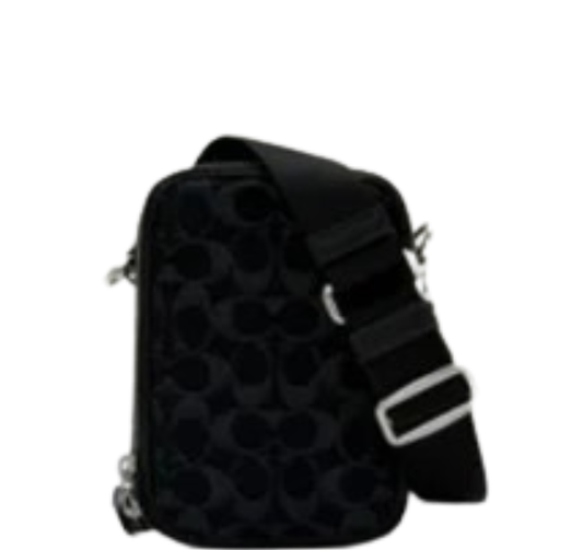 Coach Stanton Crossbody Bag In Signature Denim- Silver/ Black