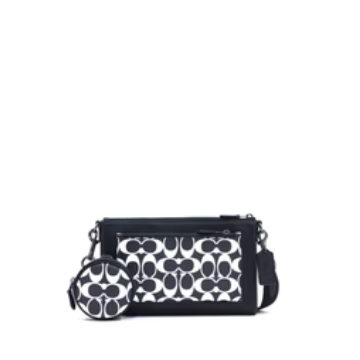 सिग्नेचर कैनवास में कोच होल्डन क्रॉसबॉडी - गनमेटल/ब्लैक/चॉक