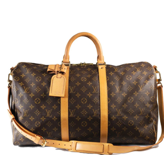 حقيبة Louis Vuitton Vintage Brown Monogram Canvas Keepall Bandouliere Duffel - محبوبة مسبقًا