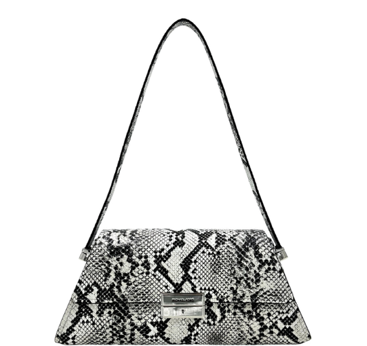 Michael Kors Ludlow Medium Snake Embossed Leather Shoulder Bag - Aluminum