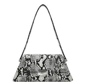Michael Kors Ludlow Medium Snake Embossed Leather Shoulder Bag - Aluminum - www.unoo.com