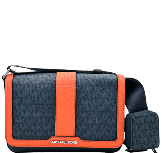 Michael Kors Cooper Signature Logo Color Block Crossbody Bag with Coin Purse - Red Clay