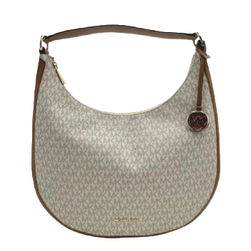 Michael Kors Lydia Signature Logo Large Hobo Shoulder Bag Vanilla/Brown