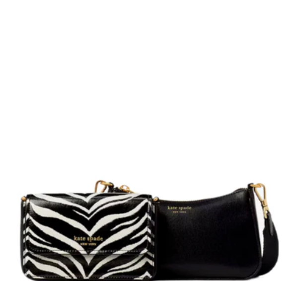 Kate Spade Morgan Zebra Embossed Double Up Crossbody - Black Multi