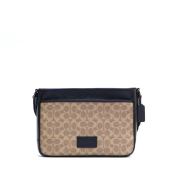 Coach District Crossbody Bag In Signature Canvas - Tan/Black
