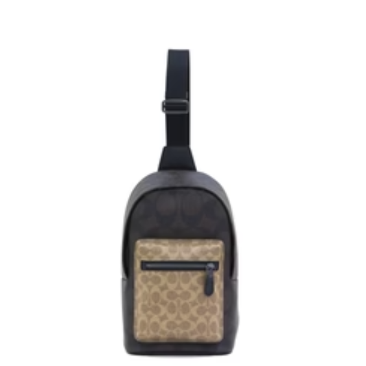 Coach West Pack In Blocked Signature Canvas - Walnut/Tan