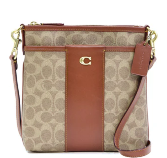 Coach Color-Block Coated Canvas Signature Kitt - Tan Rust