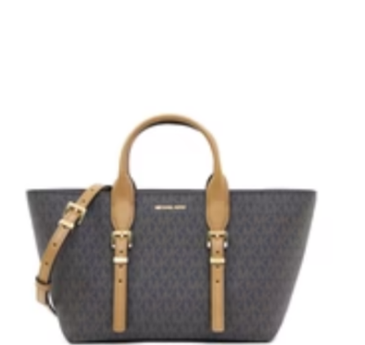 Michael Kors Moore Small Signature Logo Satchel- Brown