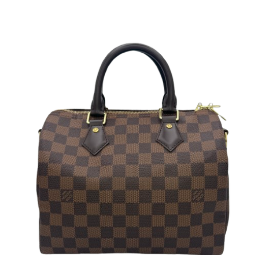 Louis Vuitton Speedy 25 Damier Ebene Canvas Brown Top Handle Handbag