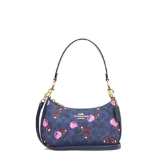 Coach Teri Shoulder Bag In Signature Canvas With Cherry Print - Denim Multi
