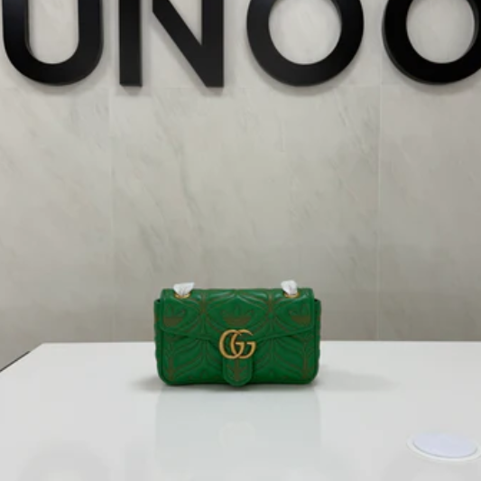 Gucci X Adidas Calfskin Matelasse Small GG Marmont Shoulder Bag- Green