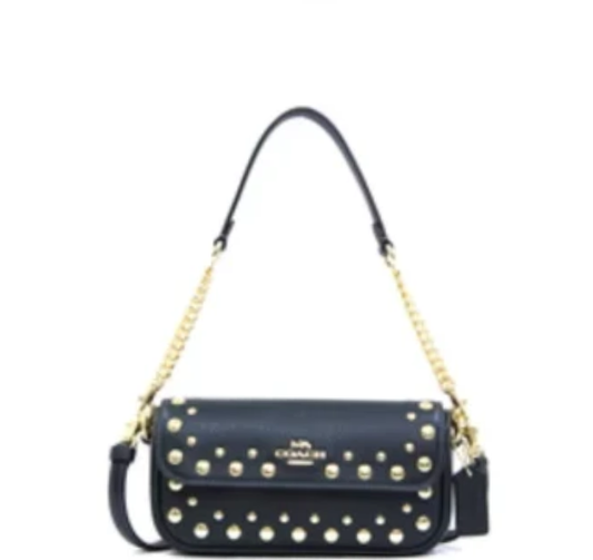 Coach Hailey Flap Bag With Rivets - Black