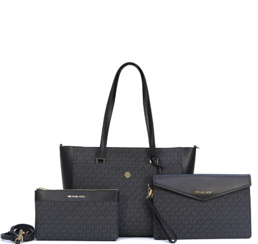 Michael Kors Maisie Large Signature Logo 3-in-1 Top Zip Tote Bag - Black