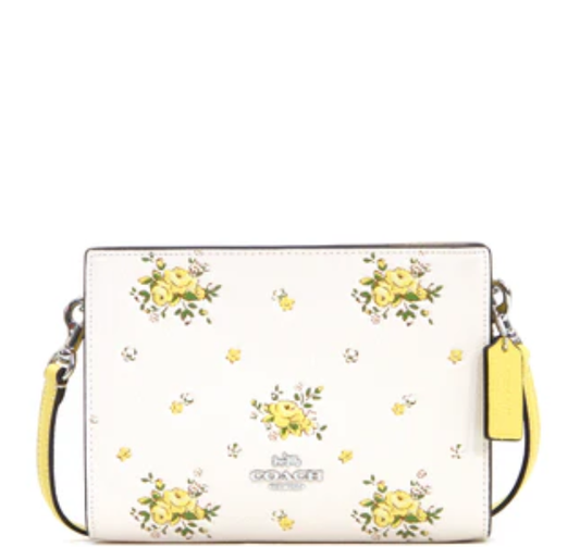 Coach Slim Crossbody Bag With Floral Print - Chalk Multi