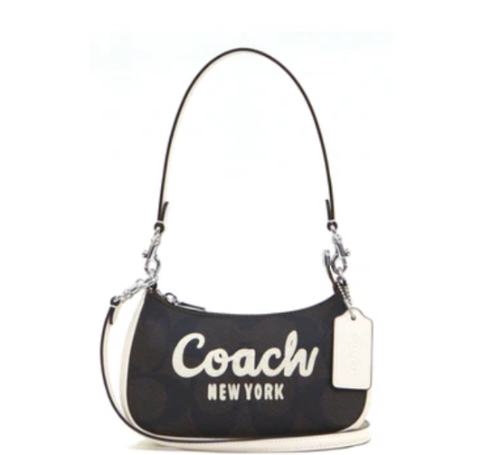 Coach Teri Mini Crossbody Bag In Signature Canvas With Coach Graphic - Walnut/Chalk