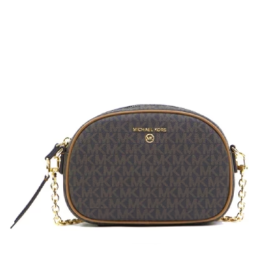 Michael Kors Small Oval Camera Crossbody - Brown/Acorn