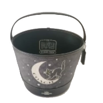 Coach Halloween Cat Graphic Trick Treat Bucket Bag - Charcoal Black