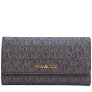 Blue wallet with gold logo on a white background