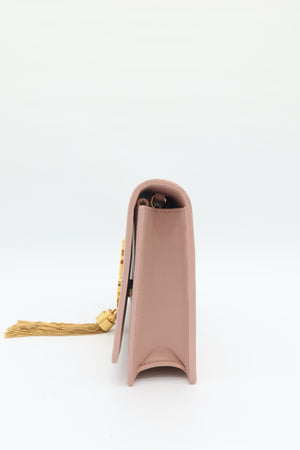 Saint Laurent Kate Tassel Wallet on Chain Pale Pink Leather Crossbody Clutch Bag - www.unoo.com