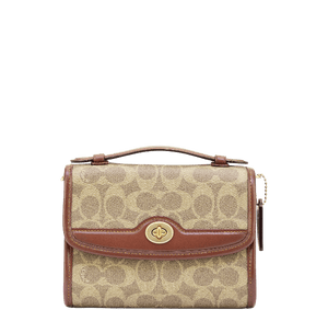 Coach Kip Turnlock Crossbody In Signature Canvas - Tan/Rust - www.unoo.com