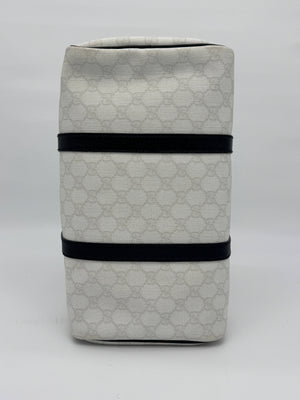 Gucci Medium GG Supreme Joy Boston Bag White Black Trim Strap - www.unoo.com