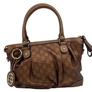 Gucci Sukey Medium Guccissima Bronze Leather Top Handle Bag - www.unoo.com
