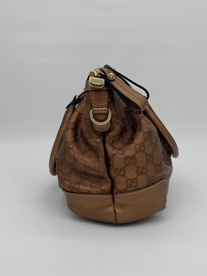 Gucci Sukey Medium Guccissima Bronze Leather Top Handle Bag - www.unoo.com