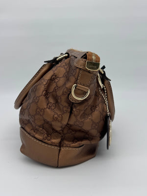 Gucci Sukey Medium Guccissima Bronze Leather Top Handle Bag - www.unoo.com