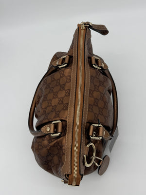 Gucci Sukey Medium Guccissima Bronze Leather Top Handle Bag - www.unoo.com