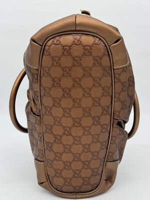 Gucci Sukey Medium Guccissima Bronze Leather Top Handle Bag - www.unoo.com