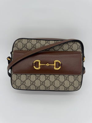 Gucci Horsebit 1955 Small GG Supreme Brown Shoulder Bag - www.unoo.com