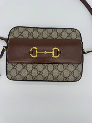Gucci Horsebit 1955 Small GG Supreme Brown Shoulder Bag - www.unoo.com