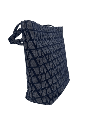 Valentino Garavani VLogo Denim Tote Bag Blue Large Designer Shoulder Bag - www.unoo.com