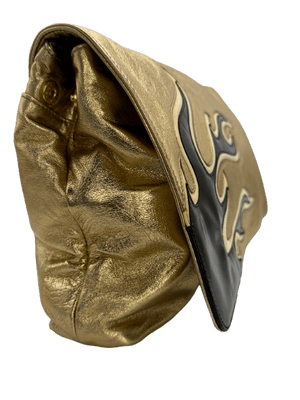 Prada Nappa Leather Flame Clutch Bag Gold Handbag Women’s Designer - www.unoo.com