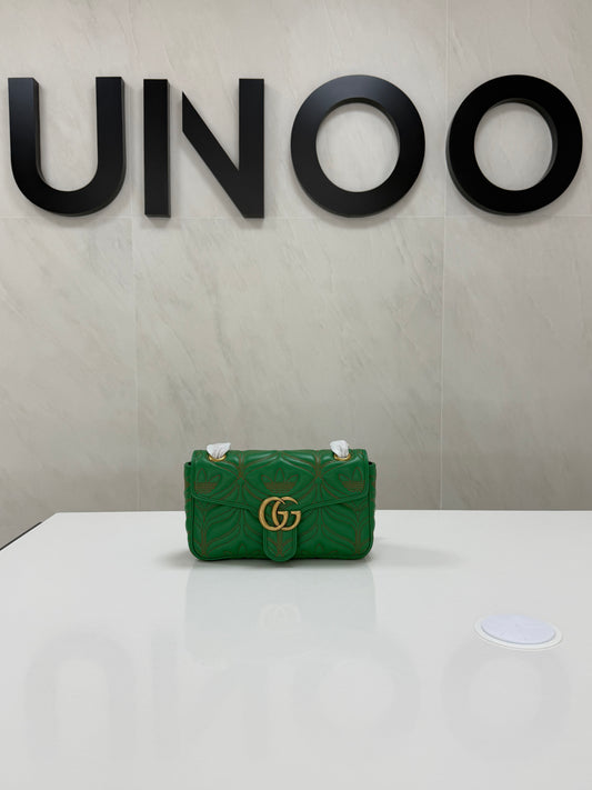 Gucci X Adidas Calfskin Matelasse Small GG Marmont Shoulder Bag- Green