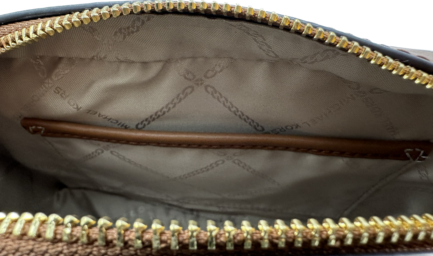 Michael Kors Women's Jet Set Brown Multi Signature Camera Bag Crossbody Bag