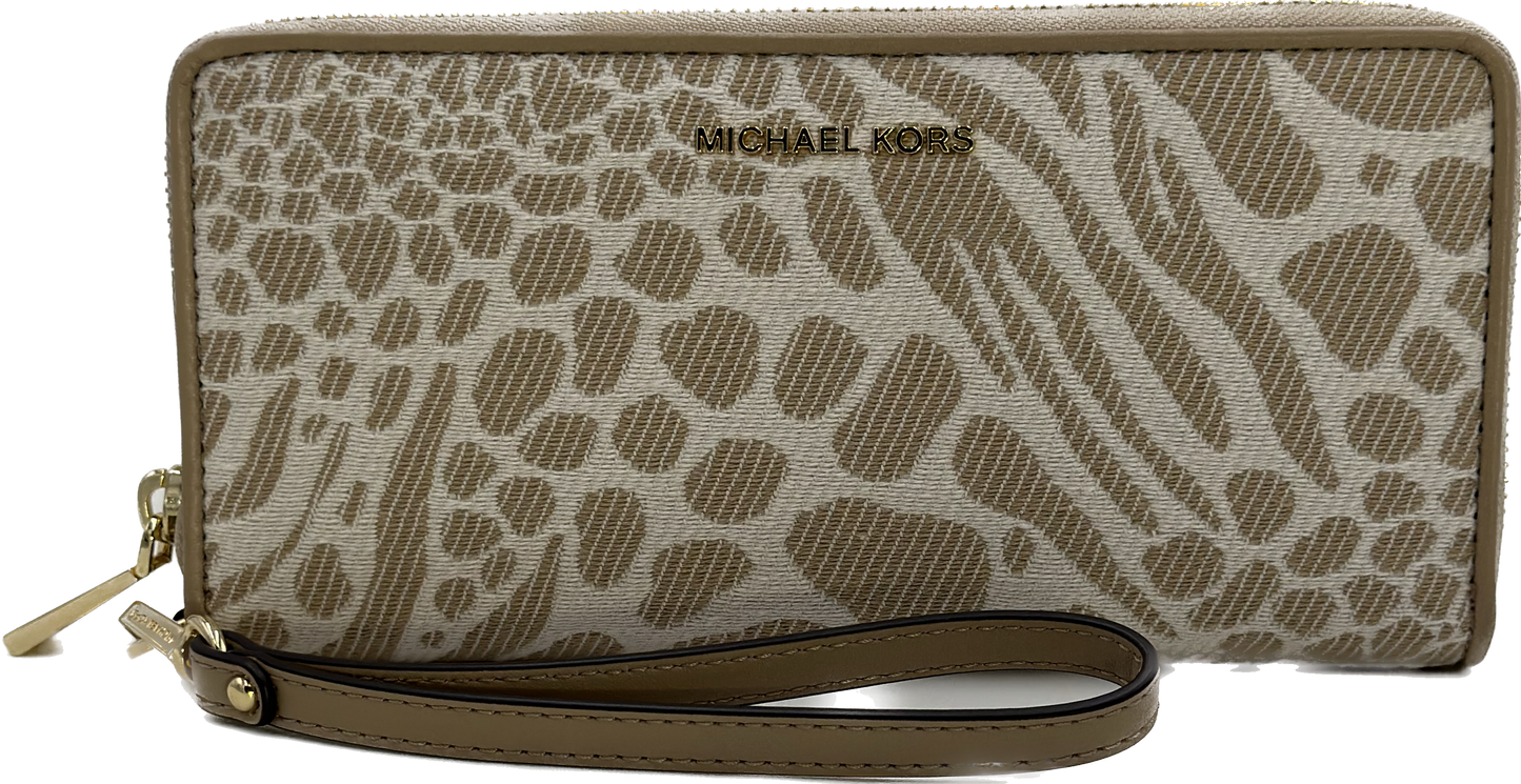 Michael Kors Women's Jet Set Travel Continental Jacquard Animal Print Wallet