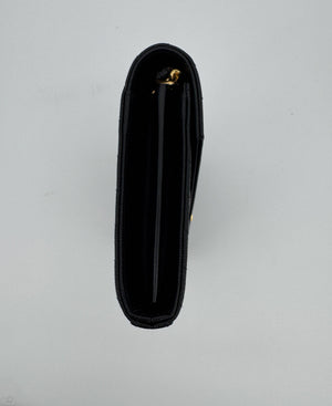 Saint Laurent YSL Black Cassandre Chevron Chain Wallet Gold Hardware - www.unoo.com