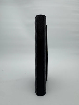Saint Laurent YSL Black Cassandre Chevron Chain Wallet Gold Hardware - www.unoo.com