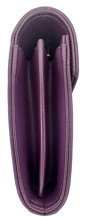 Saint Laurent Cassandre Envelope Chain Wallet Purple Chevron Grain de Poudre Leather WOC - www.unoo.com